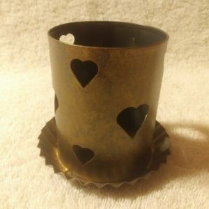 *Bronzed Metal Heart Cutouts Tealight Candle Holder #7623 (NWT)